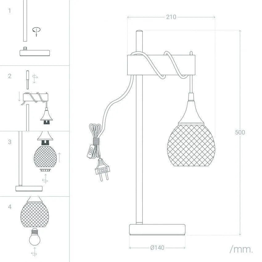 Tafellamp zwart 'Mona' modern E14 fitting led lamp 50 cm - FOIR