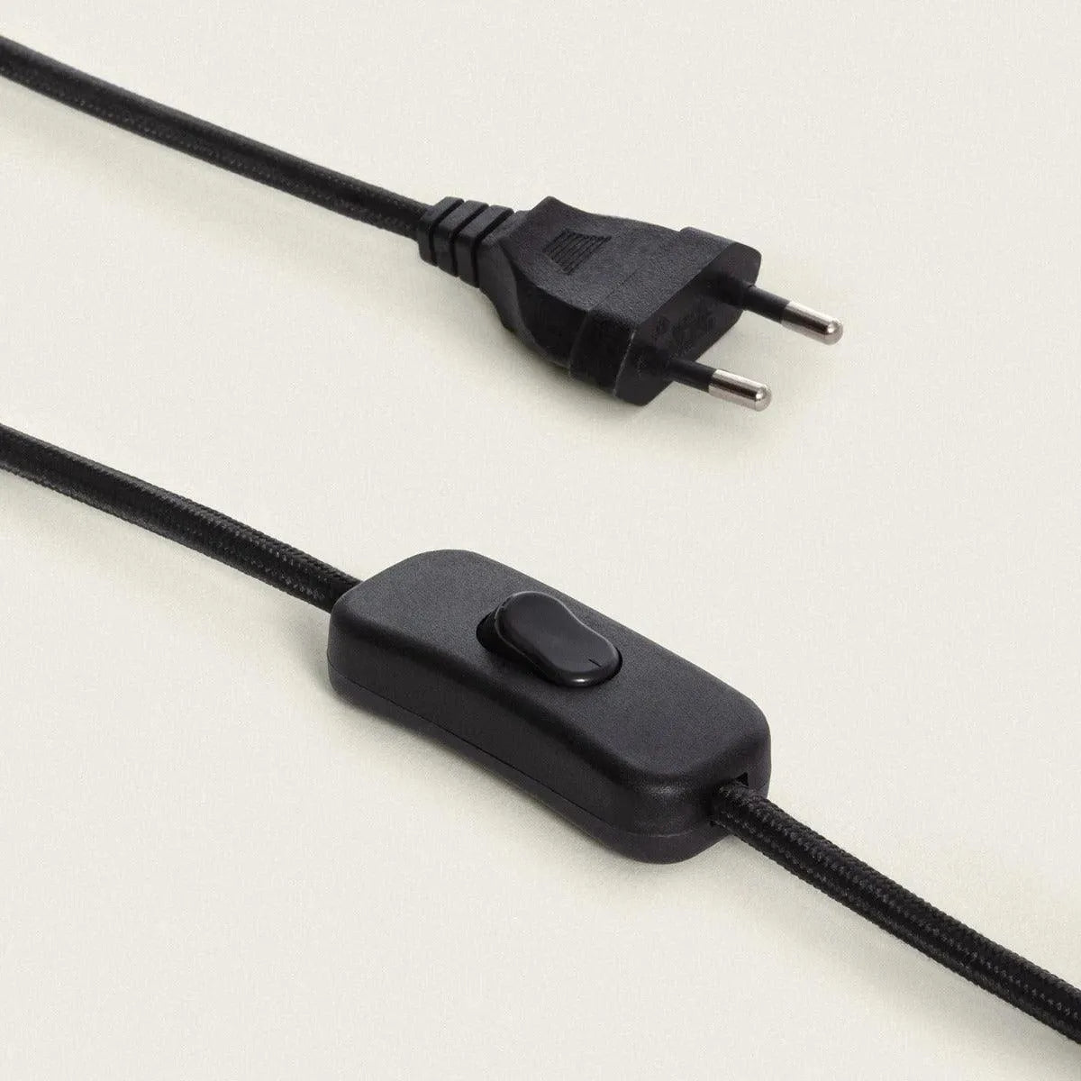 Tafellamp met zwarte houten voet & stoffen kap 'Mico' - FOIR