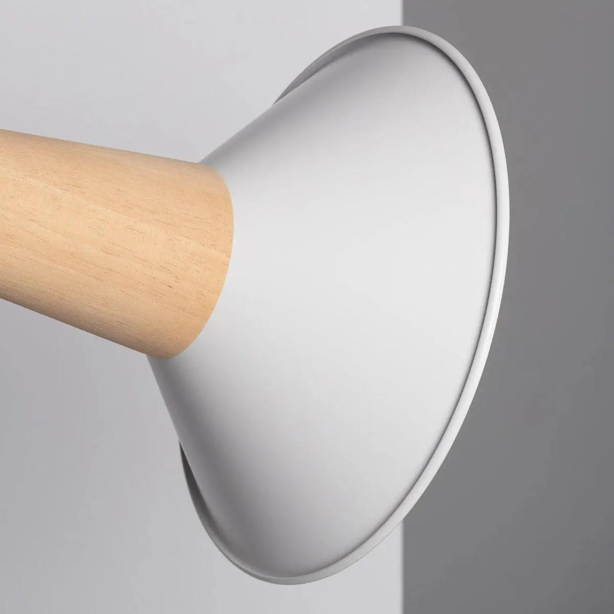 Tafellamp wit met hout minimalistisch schakelaar & stekker E27 'Pio' - FOIR