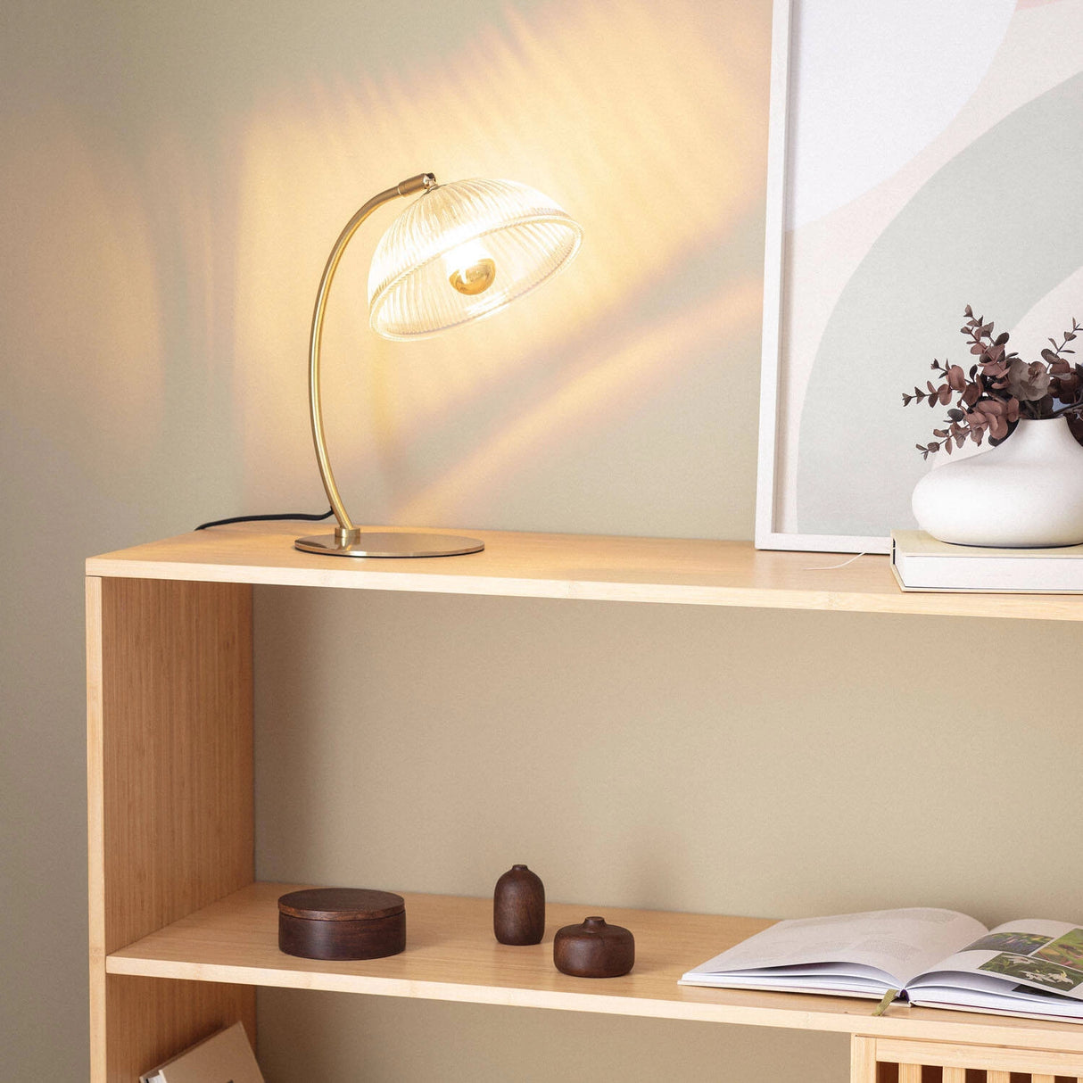 Tafellamp goud Hila glas metaal stekker