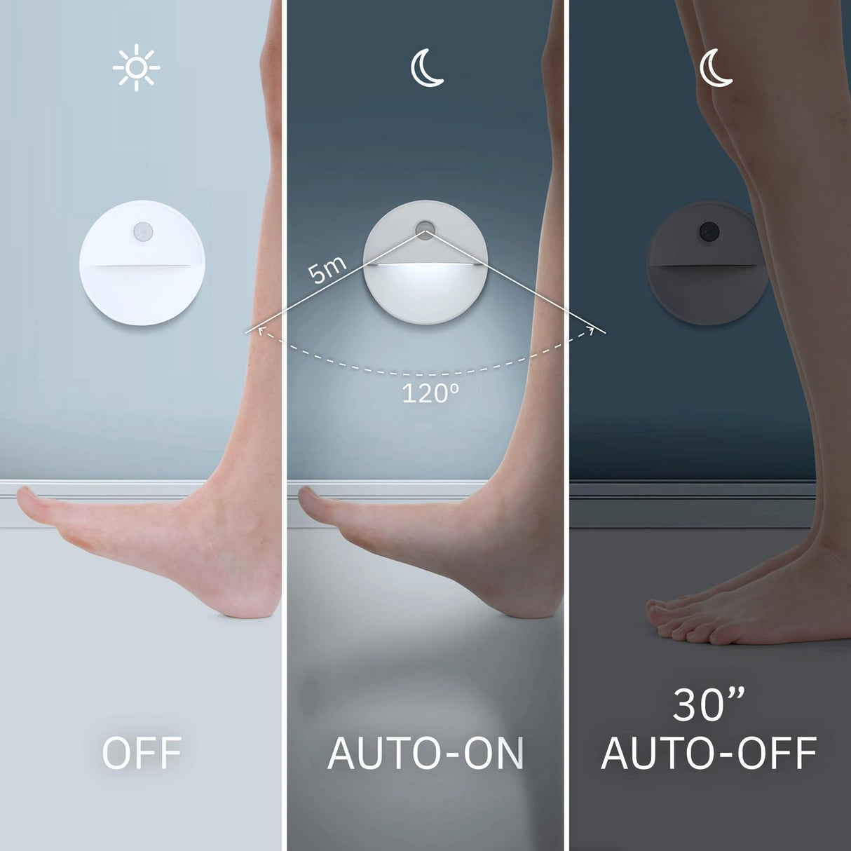 Trapverlichting op batterijen rond met sesnor