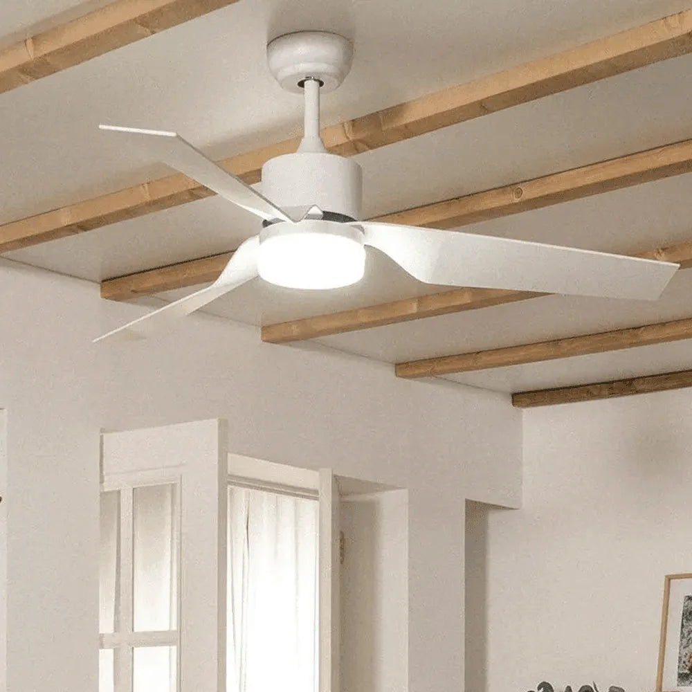 Plafondventilator wit led lamp rond led lamp