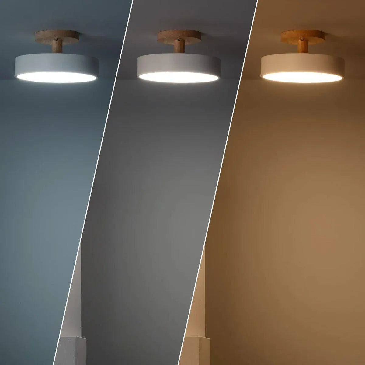 Plafondlamp hout & wit met CCT & LED 'Dominique' - FOIR