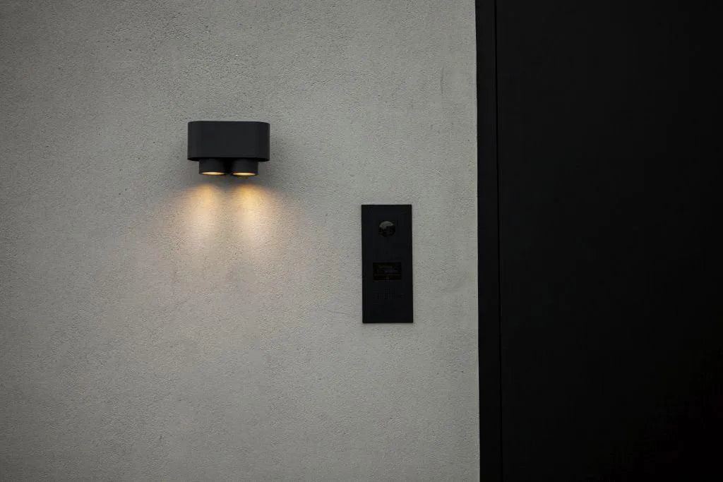 Donkergrijze wandlamp 2 gu10 fittingen lutec