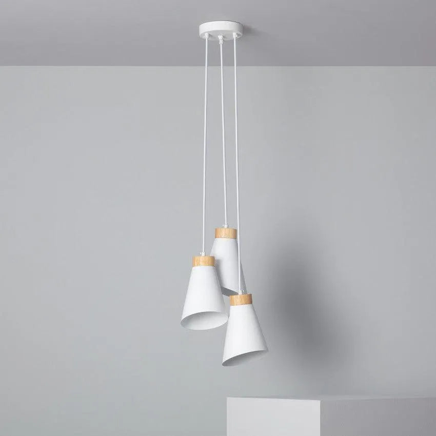 Hanglamp metaal wit modern wit hout rond