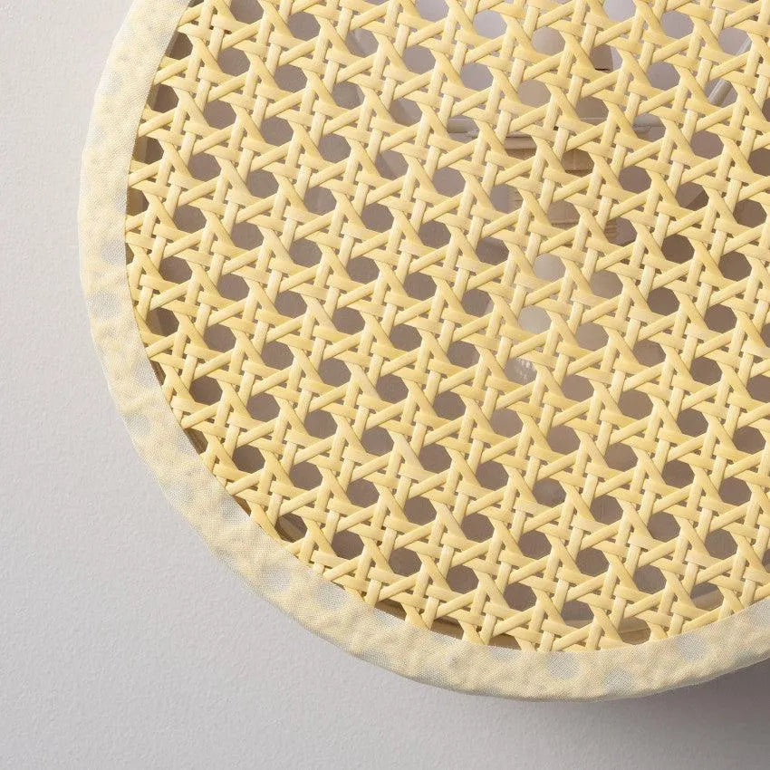 Wandlamp retro 'Marco' vintage e14 fitting rotan rond 20 cm - FOIR