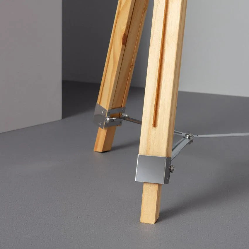 Houten spot led lamp driepoot zilver modern led lam