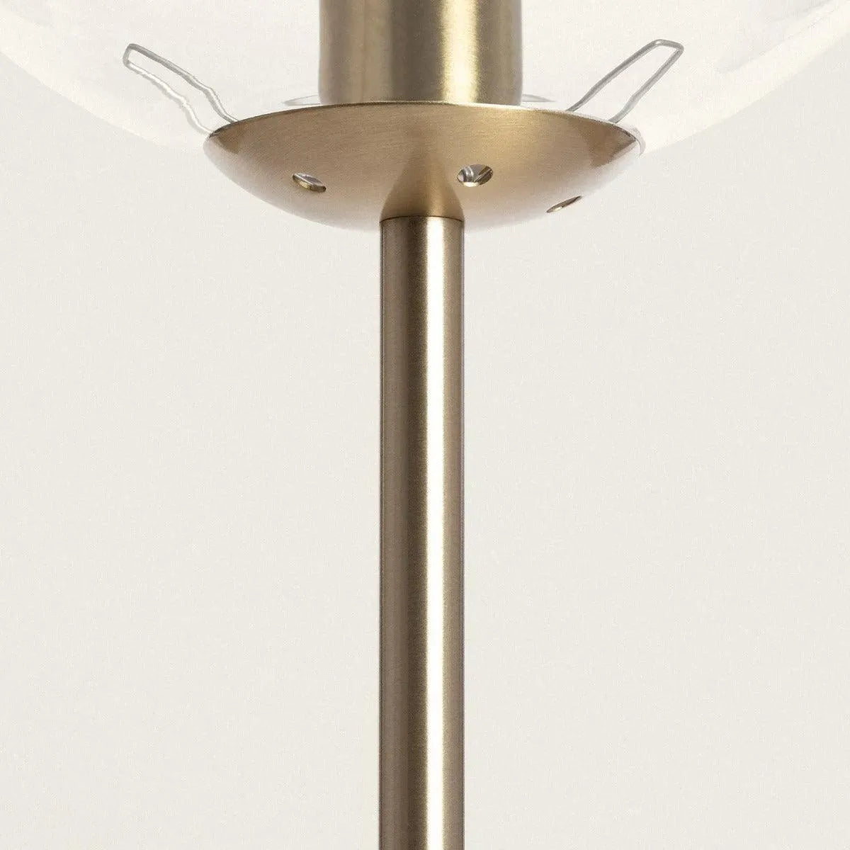 Staande vloerlamp goud met glazen kap E27 fitting en vloerschakelaar 'Gesina' 151 cm - FOIR