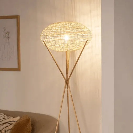 Vloerlamp bamboe 'Rolan' E27 fitting 165cm - FOIR