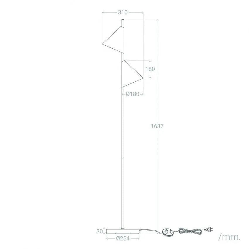 Staande vloerlamp modern 'Celadon' 2x e14 fitting vloerlamp 164cm - FOIR