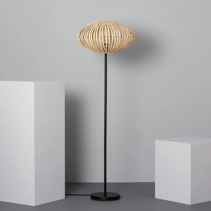 grote vloerlamp woonkamer rotan hout zwart led lamp