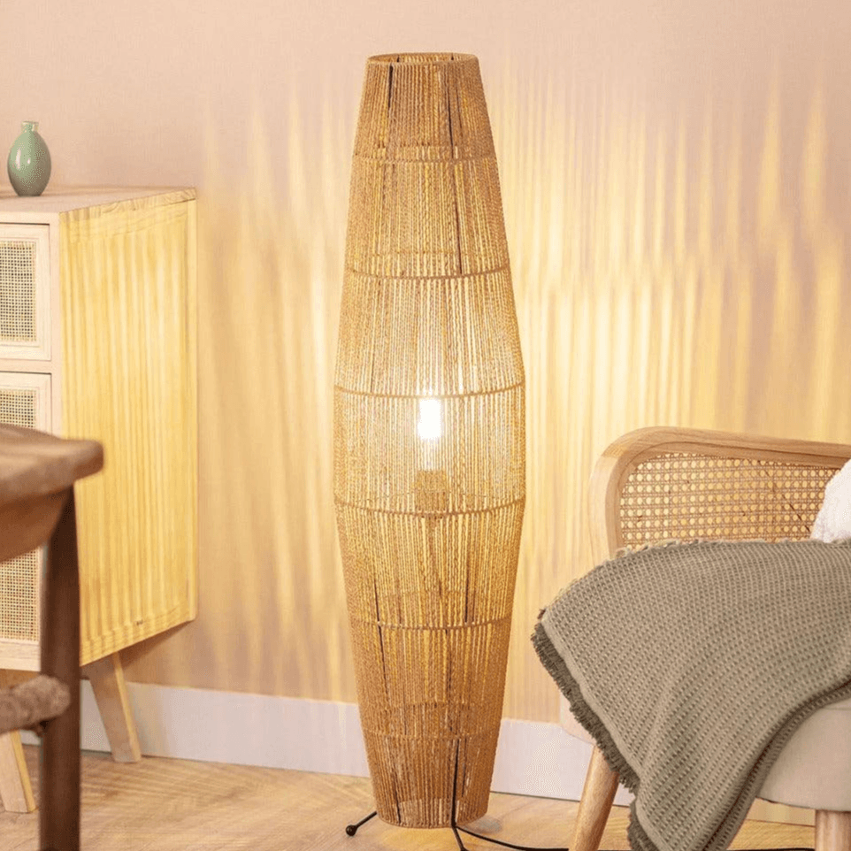 Staande vloerlamp Rotan gevlochten E27 'Varden' 100 cm - FOIR