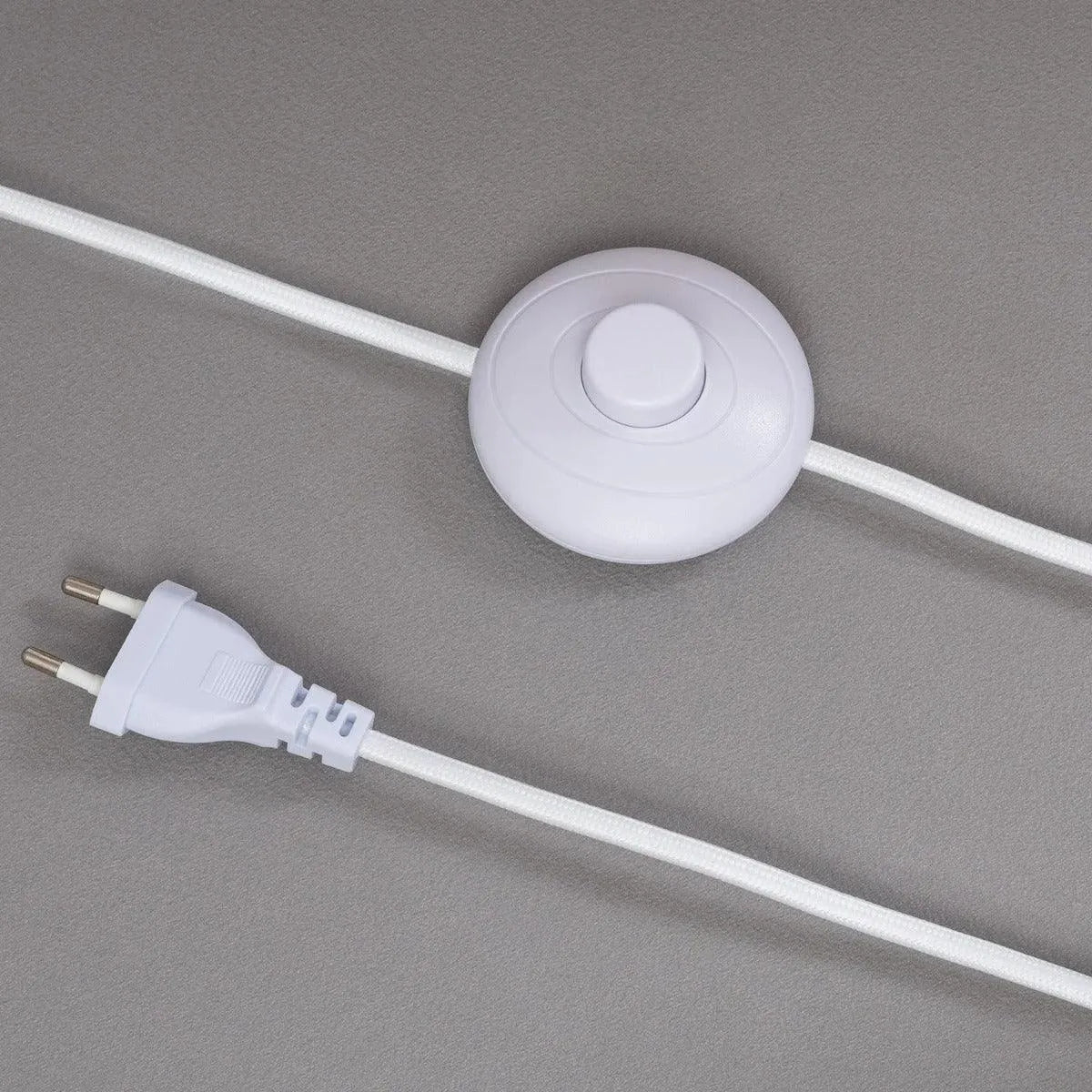 Vloerlamp rotan beige & wit met 2 E27 fittingen en vloerschakelaar 'Garceau' 120cm - FOIR