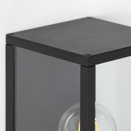 Buitenlamp zwart e27 fitting glas vierkant buitenverlichting