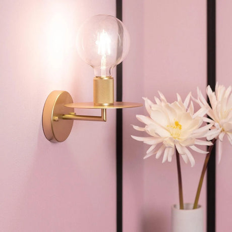 Gouden wandlamp met e27 fitting rond ontwerp