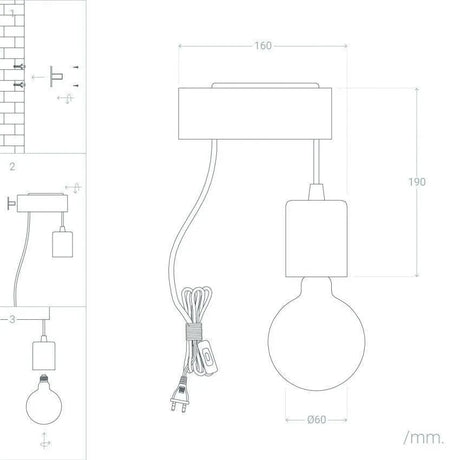 Kleine wandlamp leeslamp hout met schakelaar E27 fitting modern