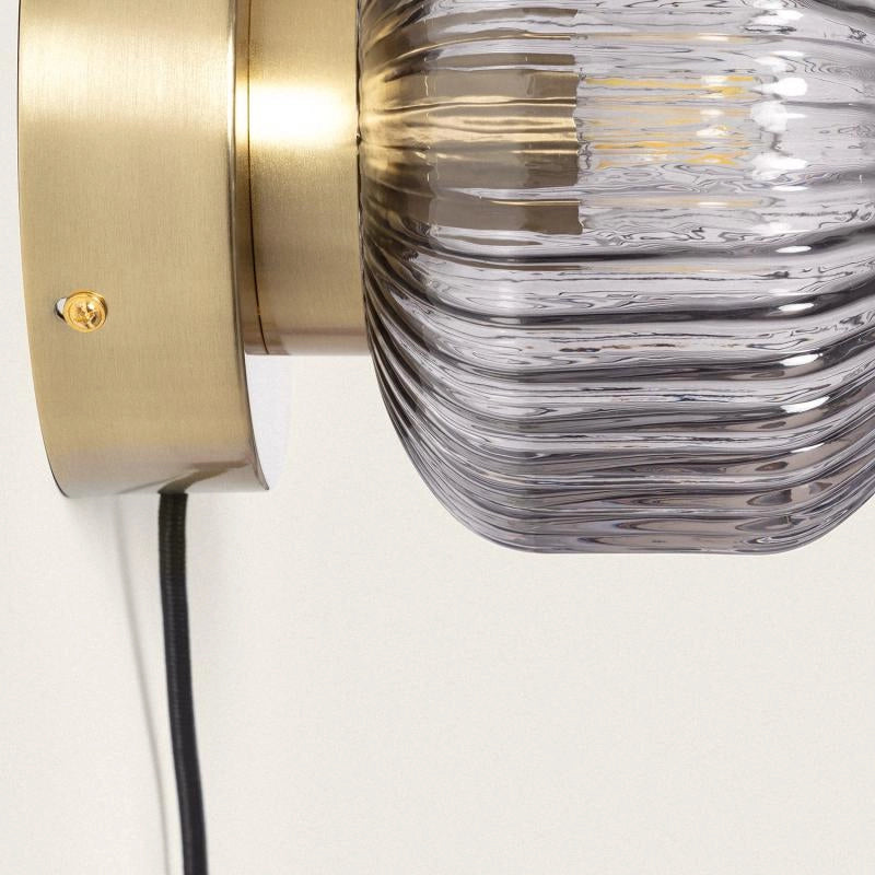 Wandlamp goud glas stekker schakelaar