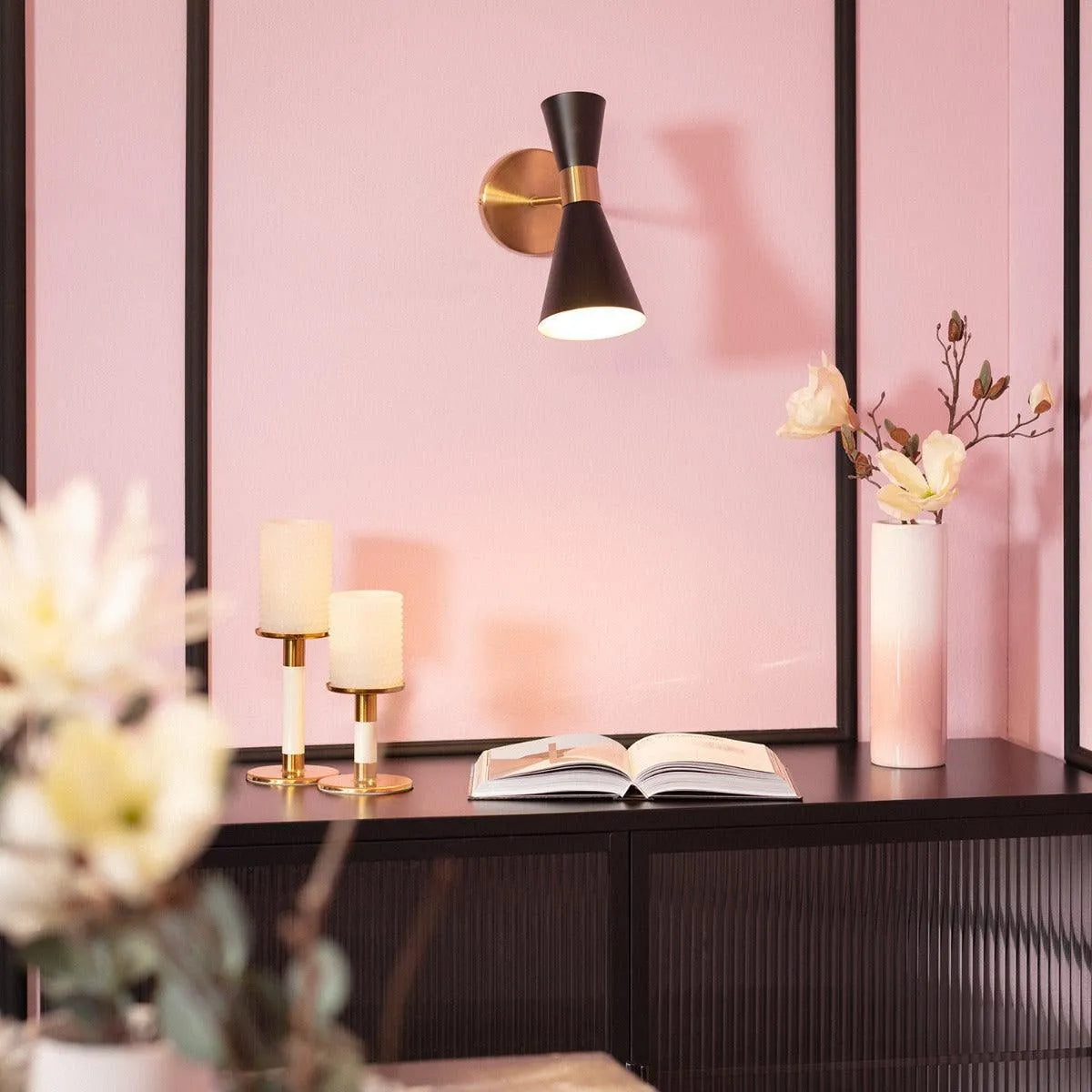 Wandlamp zwart goud verstelbaar muur lamp