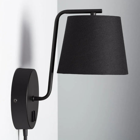 Wandlamp met schakelaar hotel 'Kombi' E27 fitting zwart design met leeslamp - FOIR