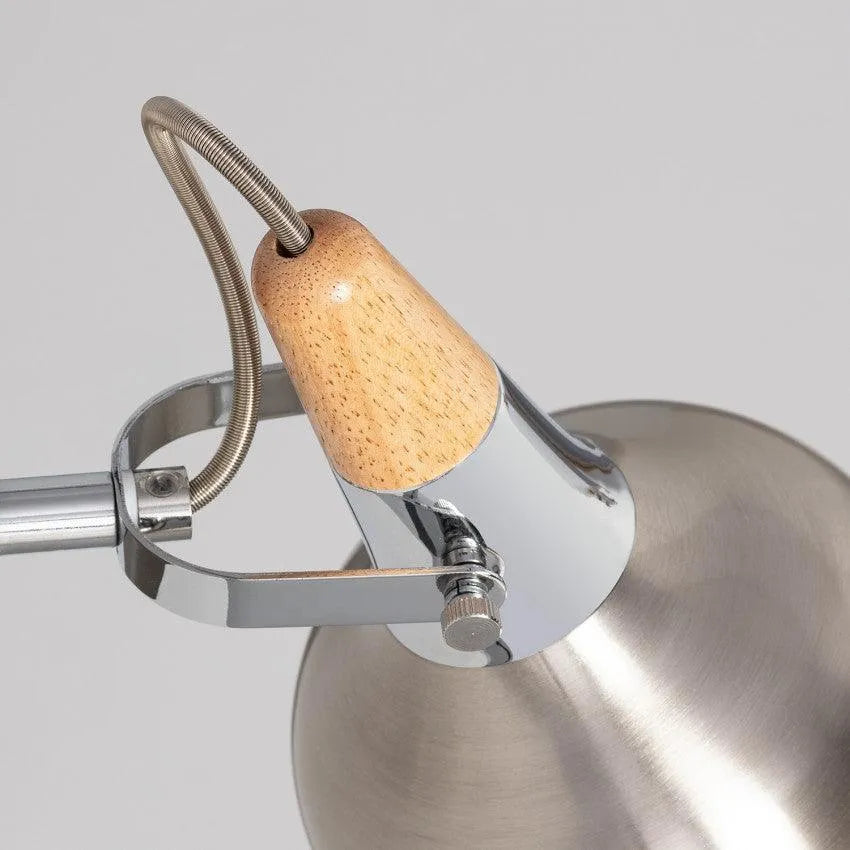 Chrome wandlamp met hout en e14 fitting