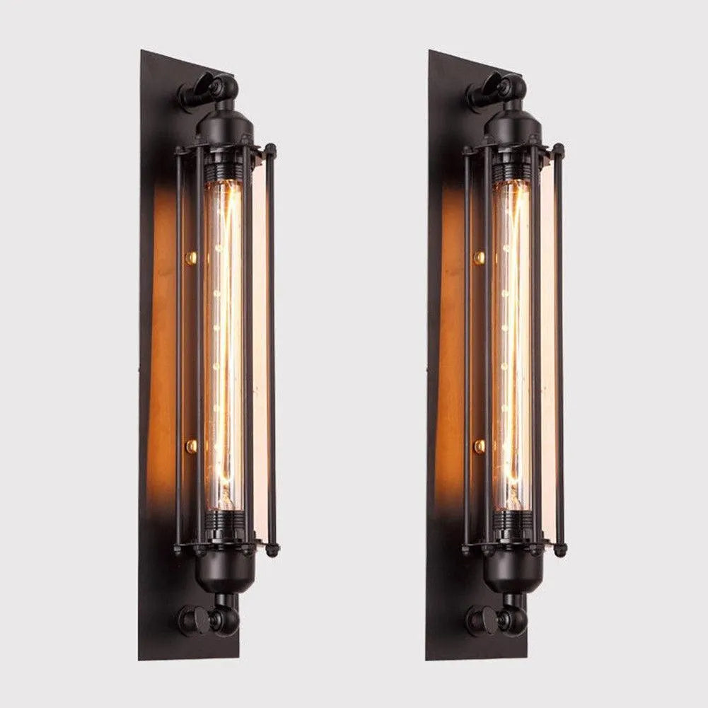 Industriele wandlamp zwart buislamp modern staal