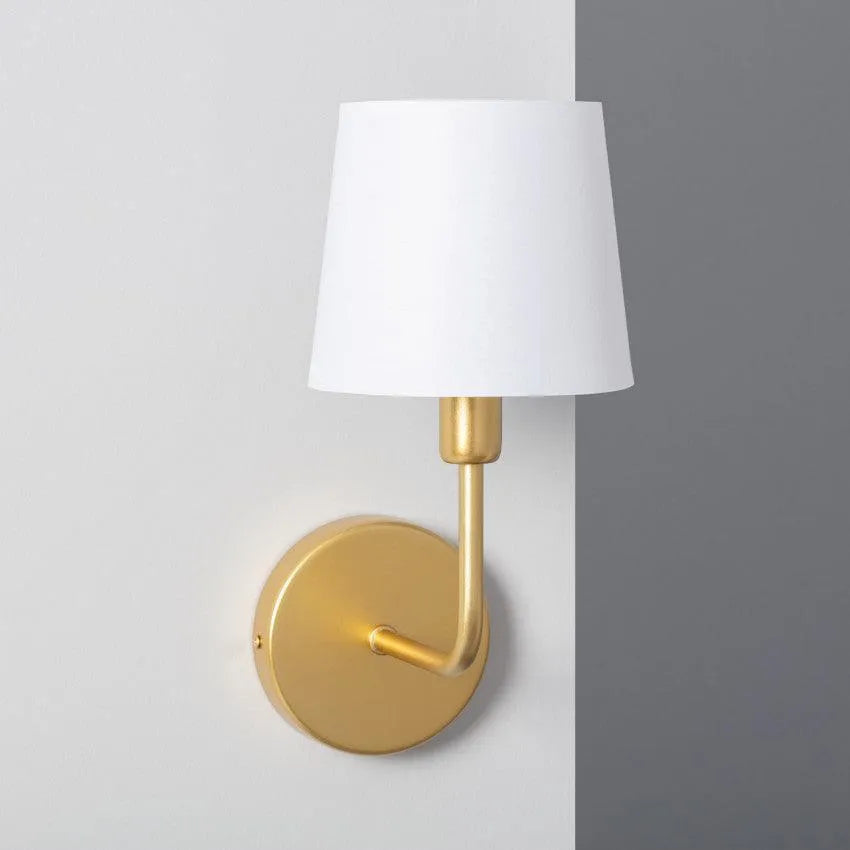 Gouden wandlamp e14 fitting stoffen kap