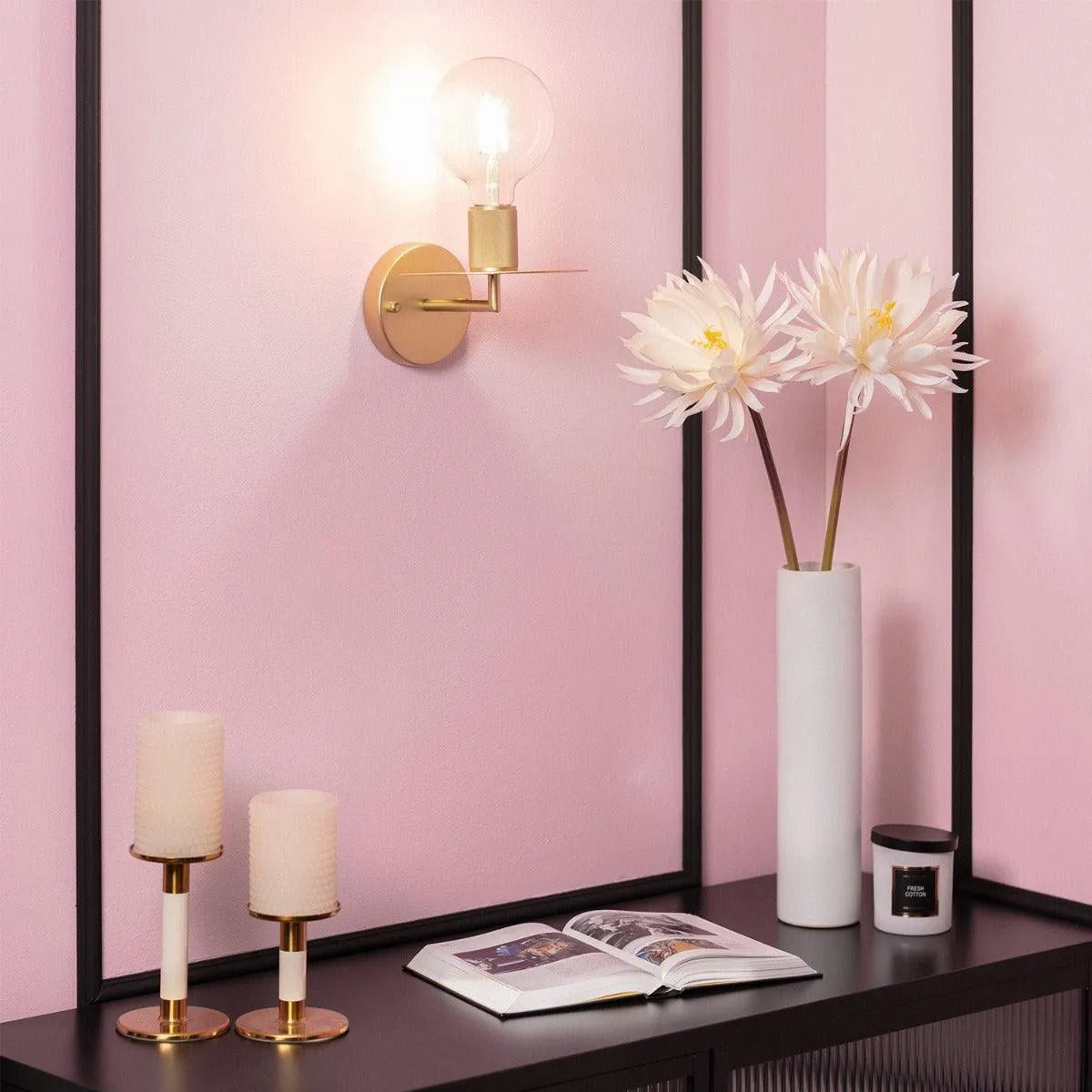 Gouden wandlamp e27 fitting metaal led lamp