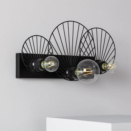 Wandlamp zwart 'Kibend' design wandlamp modern zwart met 3 spotjes 500mm - FOIR