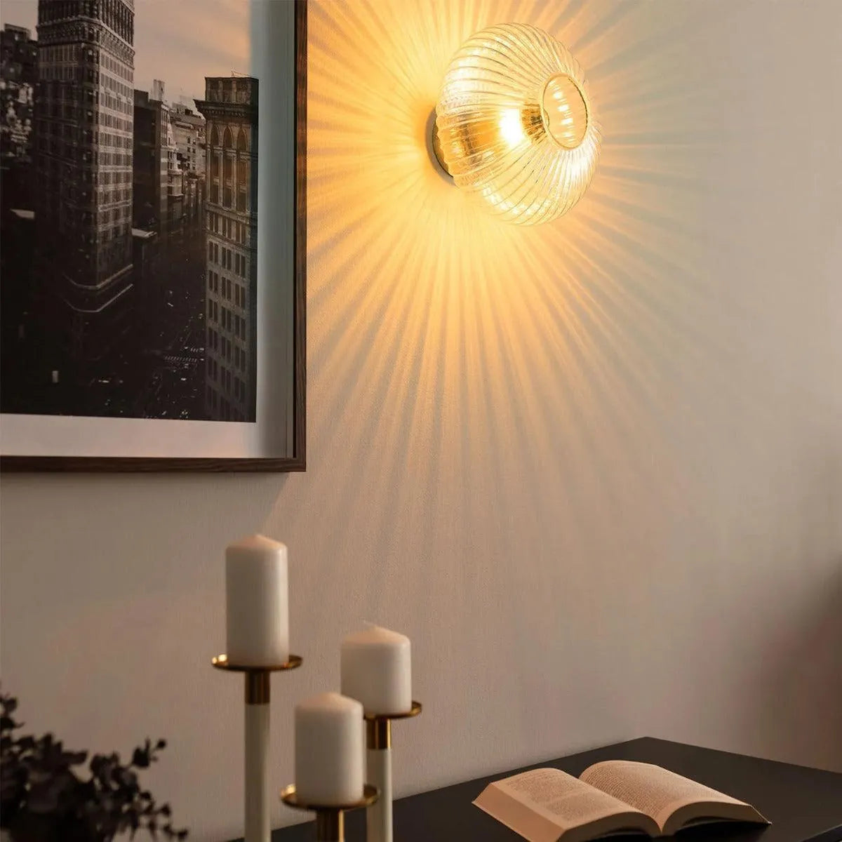 Vintage plafond glas & goud met E27 fitting 'Pieter' 24cm - FOIR