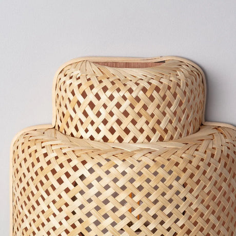 Wandlamp hout e14 fitting gevlochten met stekker voor slaapkamer