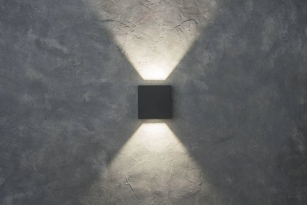 Gevelverlichting kubus vierkant 'Gemini beams' donkergrijs led lamp 11 cm - FOIR