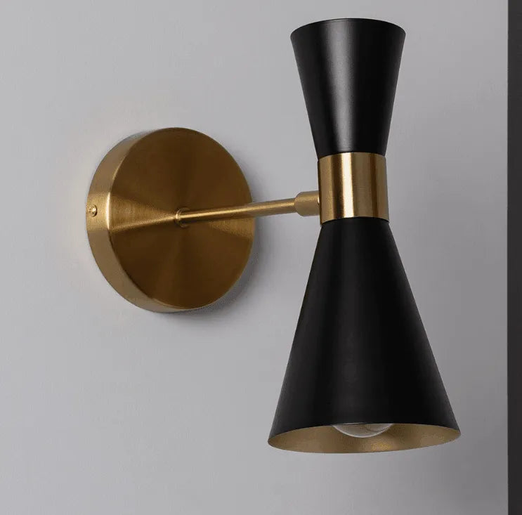 Wandlamp leeslamp 'Jagger' verstelbaar zwart goud modern e27 fitting - FOIR