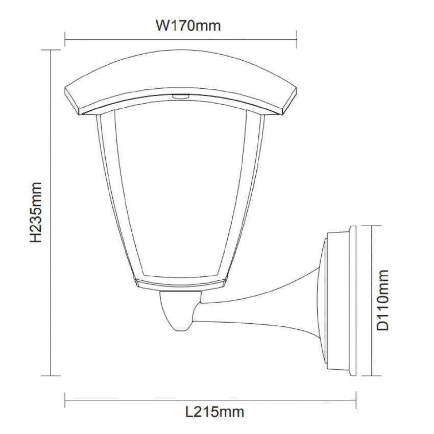 Voordeur verlichting 'Nasa' zwart e27 fitting modern gevelverlichting IP54 235mm - FOIR
