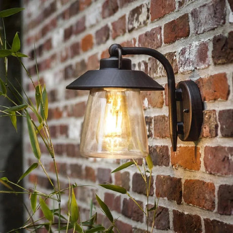 Buitenlamp voordeur glas Wandlamp zwart glas voordeur met losse fitting