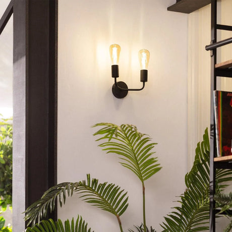 Wandlamp zwart 2x e27 fitting metaal industrieel