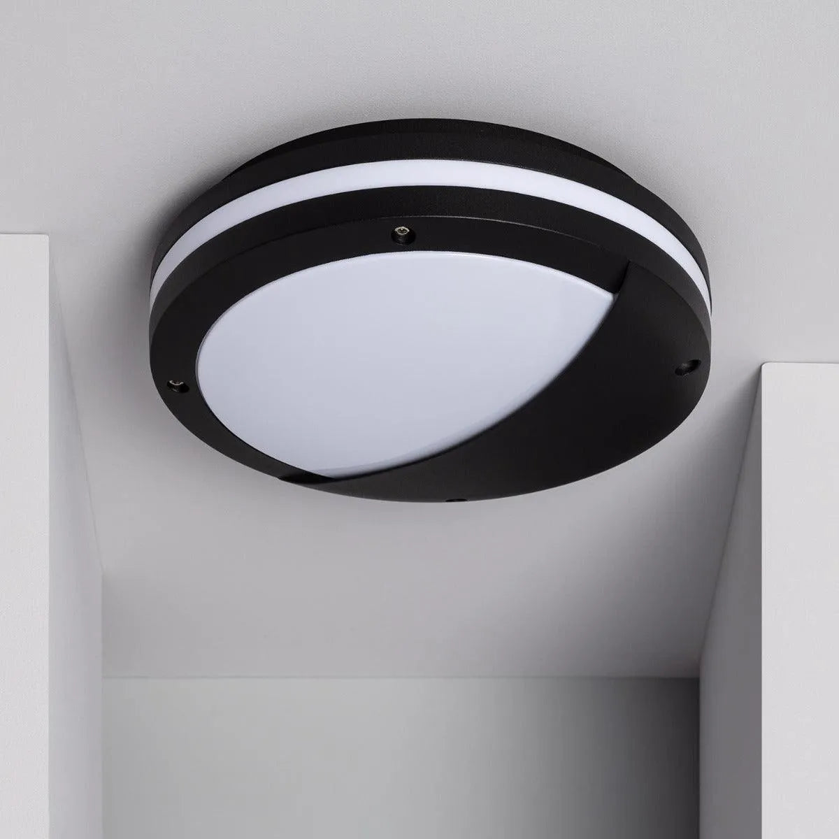 Plafondlamp buiten rond zwart led lamp e27