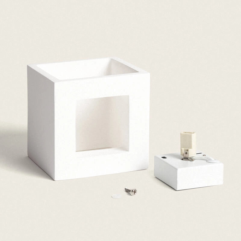 Wandlamp gips vierkant kubus G9 Wit overschilderbaar 11.5 cm