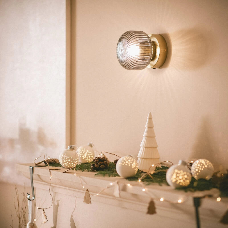 Wandlamp goud glas stekker schakelaar