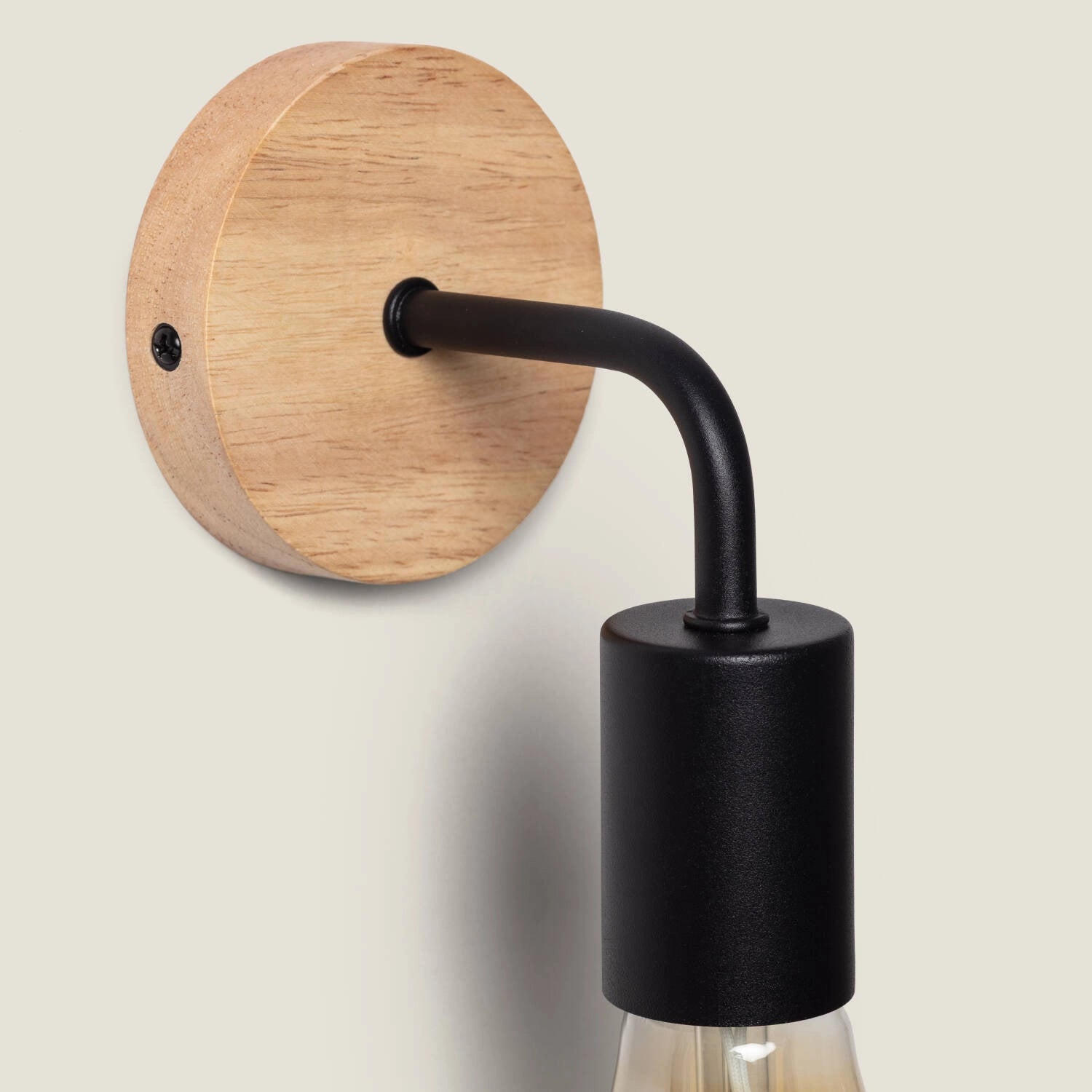 Wandlamp zwart hout Jaco e27 fitting