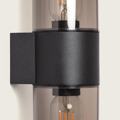 Up & down gevelverlichting zwart met smokeglas E27 fittingen 'Trentino' - FOIR