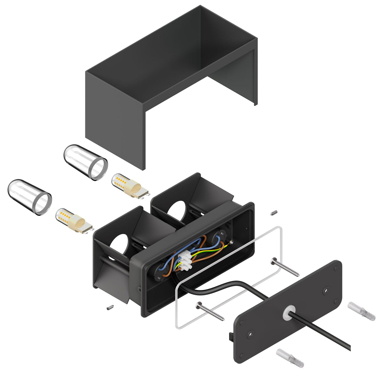 Buitenlamp vierkant breed Antraciet G9 2700K warm wit 20 cm