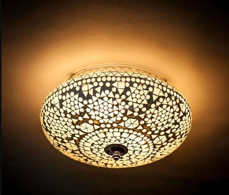 Glazen plafondlamp oosters mozaiek led lamp