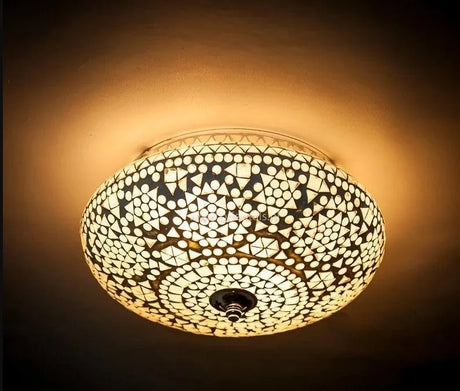 Glazen plafondlamp oosters mozaiek led lamp