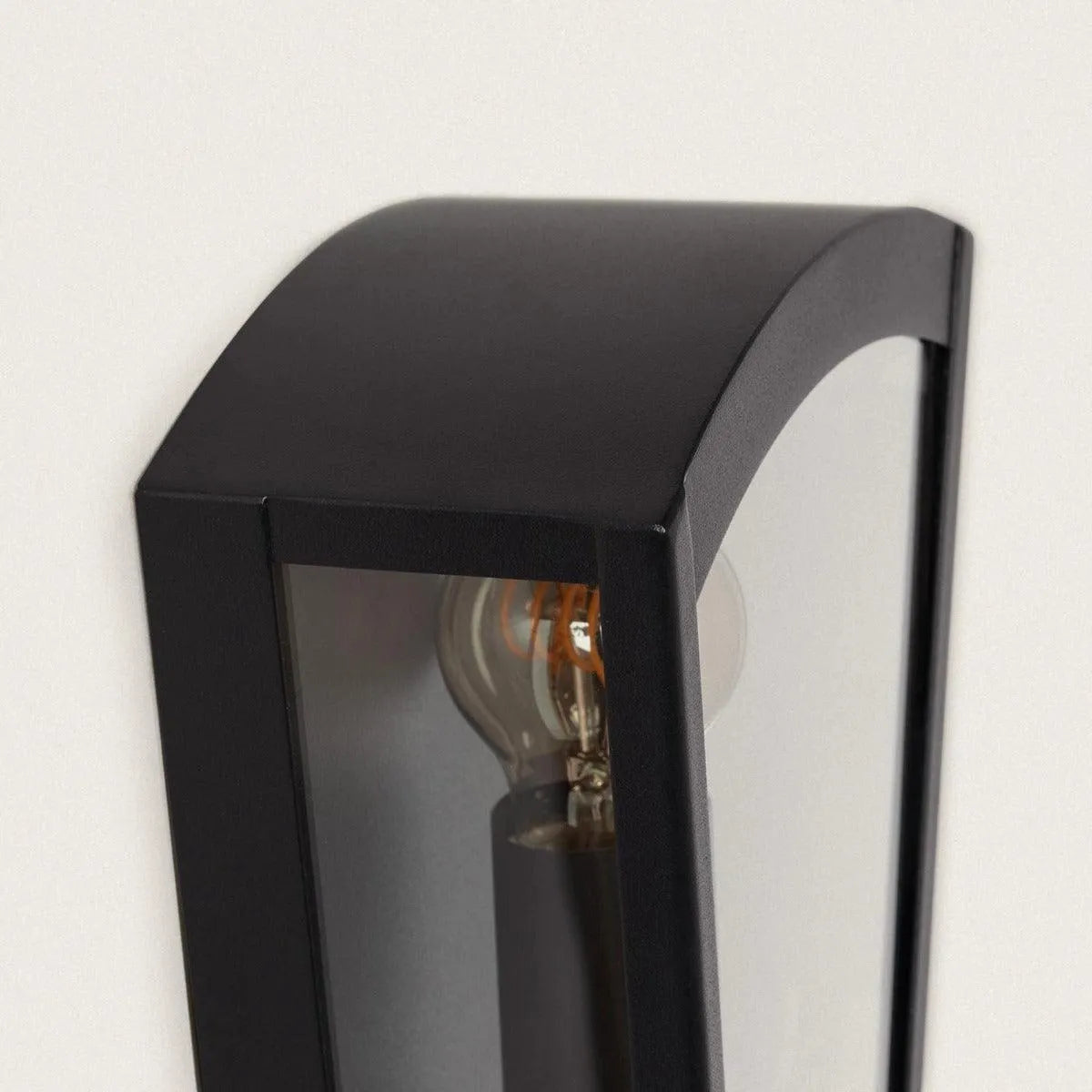 Buitenlamp zwart glas e27 fitting 'Daan' RVS voordeur metaal - FOIR