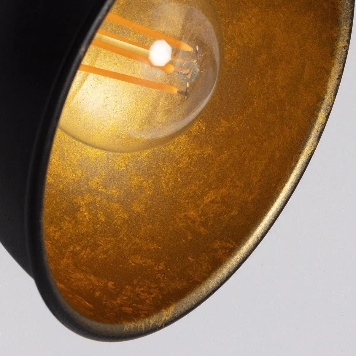 Plafondspot industrieel zwart goud 'Haines' 3 kappen 3x E14 fitting - FOIR