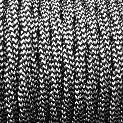 zwart en wit gedraaide stof kabel