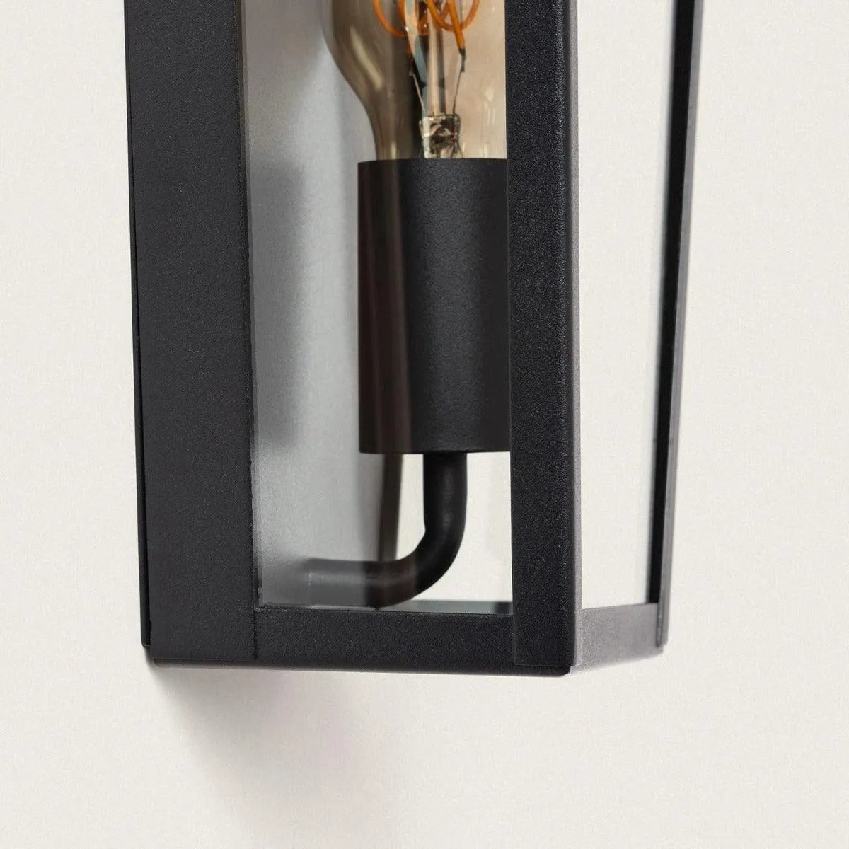 Buitenlamp zwart glas e27 fitting 'Daan' RVS voordeur metaal - FOIR