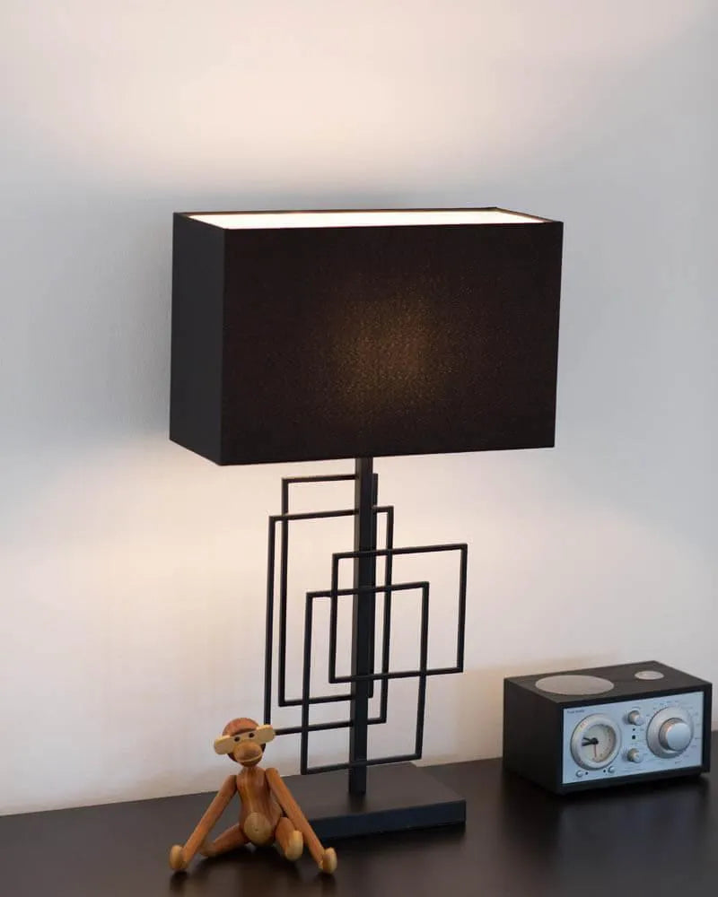 Zwarte tafellamp met schakelaar E27 fitting en stoffen kap By Rydens Paragon - FOIR