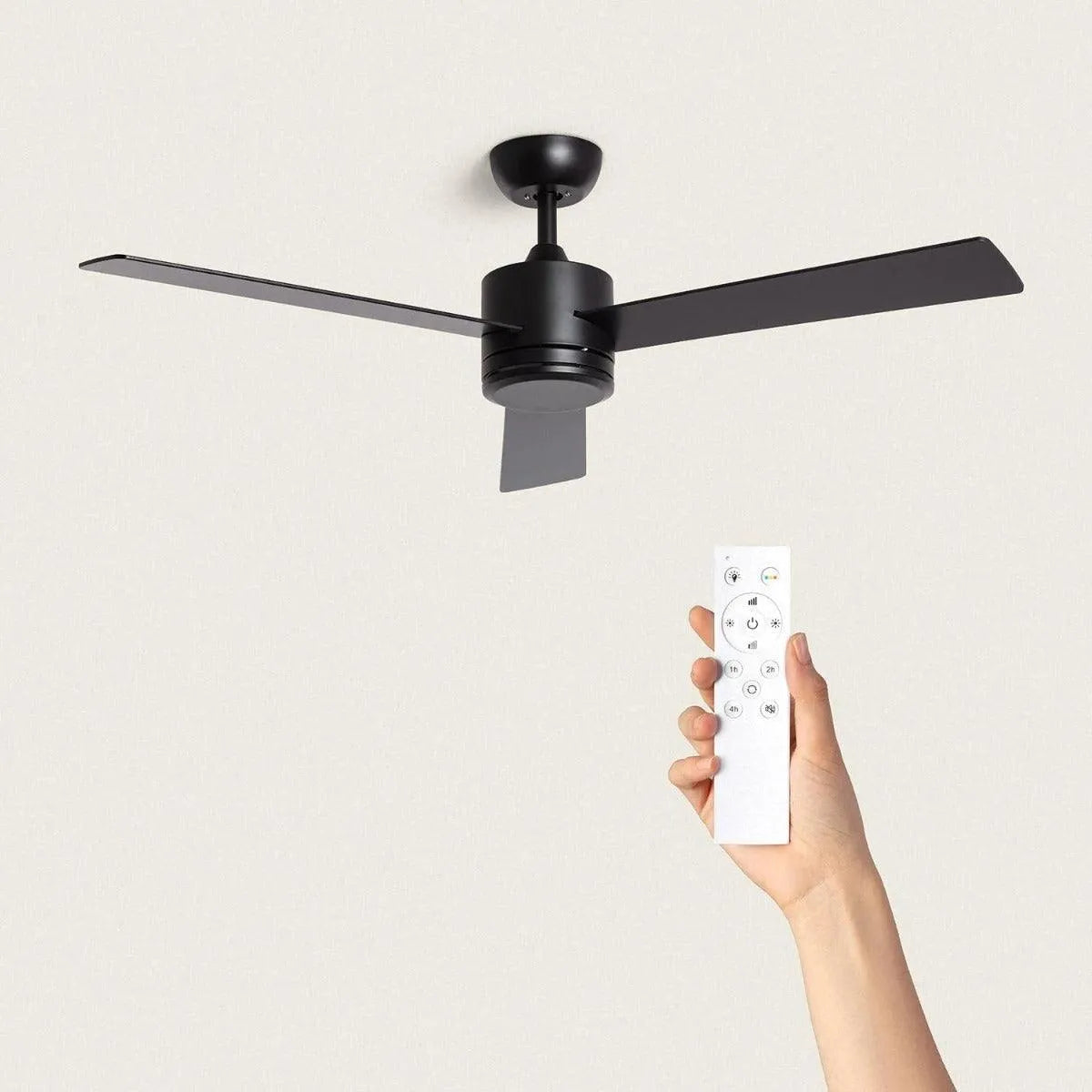 Plafondventilator zwart 'Joost' zwart LED CCT 65W 116cm - FOIR