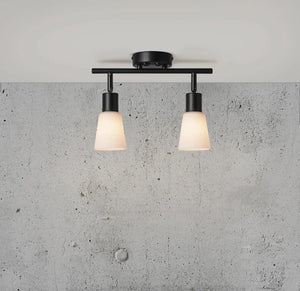 Wandlamp zwart wit met glazen kappen en 2 schakelaars "Nordlux Cole" - FOIR